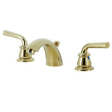 Restoration Two-Handle 3-Hole Deck Mount Mini-Widespread Bathroom Faucet with Plastic Pop-Up