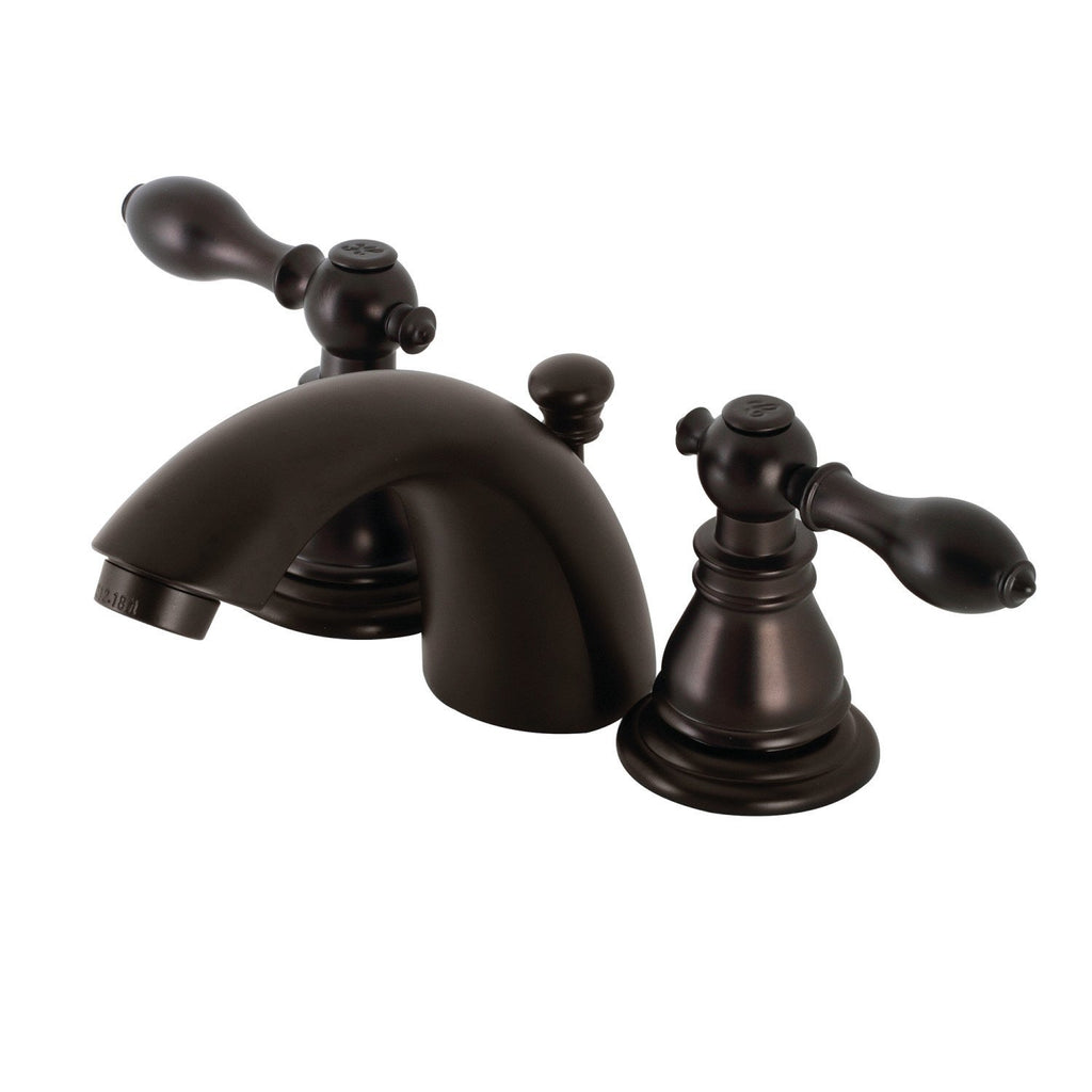 American Classic Two-Handle 3-Hole Deck Mount Mini-Widespread Bathroom Faucet with Plastic Pop-Up