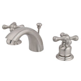 Victorian Two-Handle 3-Hole Deck Mount Mini-Widespread Bathroom Faucet with Plastic Pop-Up