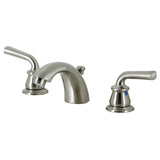 Restoration Two-Handle 3-Hole Deck Mount Mini-Widespread Bathroom Faucet with Plastic Pop-Up