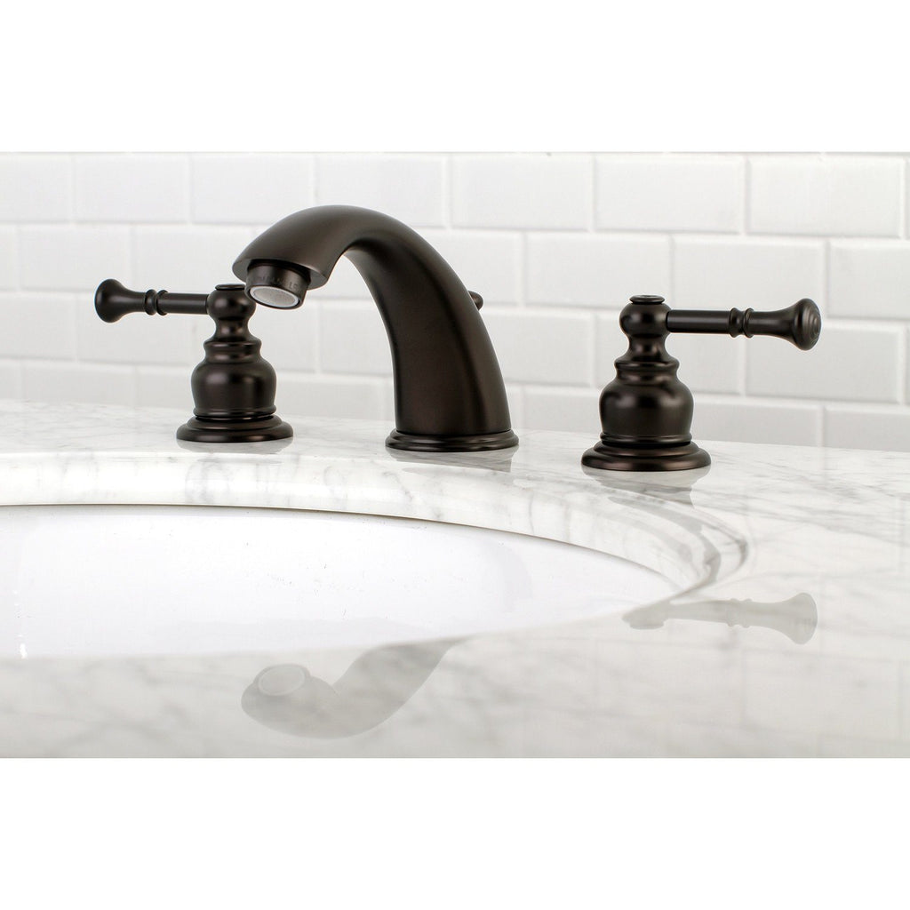 Naples Two-Handle 3-Hole Deck Mount Widespread Bathroom Faucet with Plastic Pop-Up