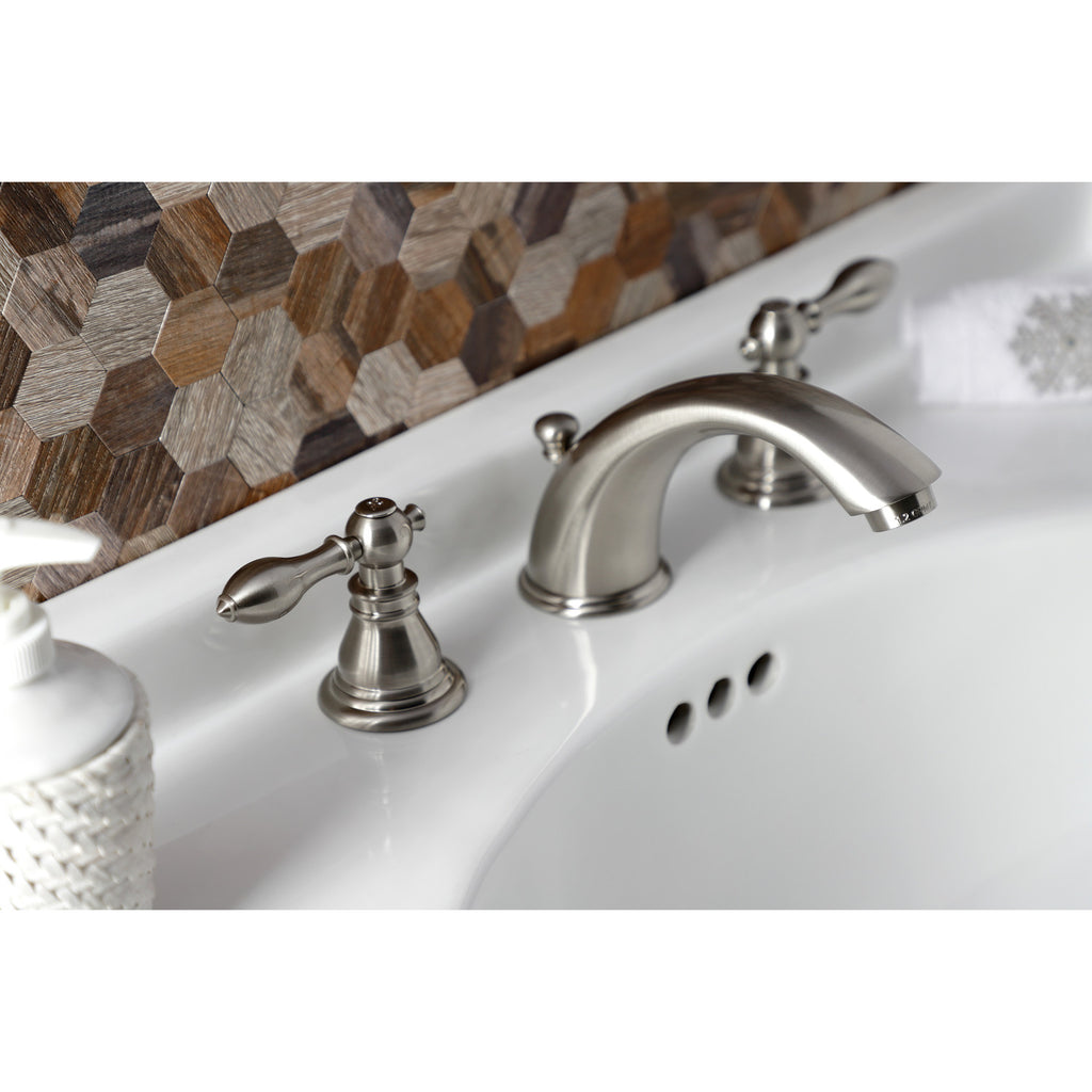 American Classic Two-Handle 3-Hole Deck Mount Widespread Bathroom Faucet with Plastic Pop-Up