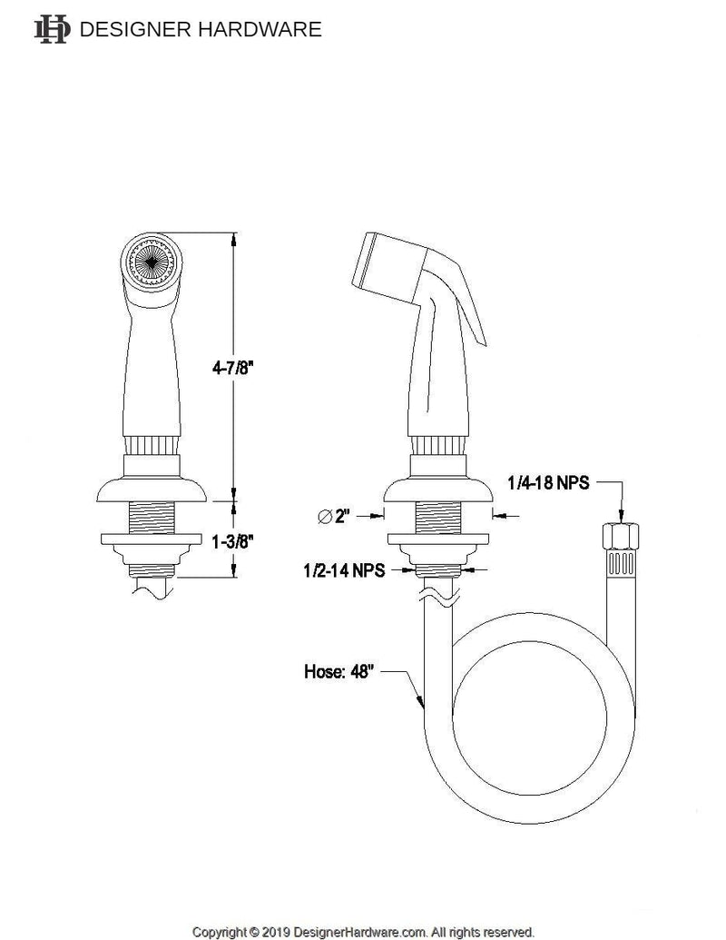 Made To Match Plastic Kitchen Faucet Side Sprayer