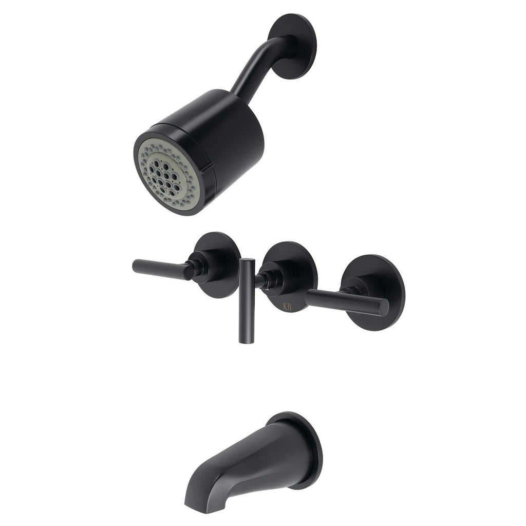 Manhattan Three-Handle 5-Hole Wall Mount Tub and Shower Faucet