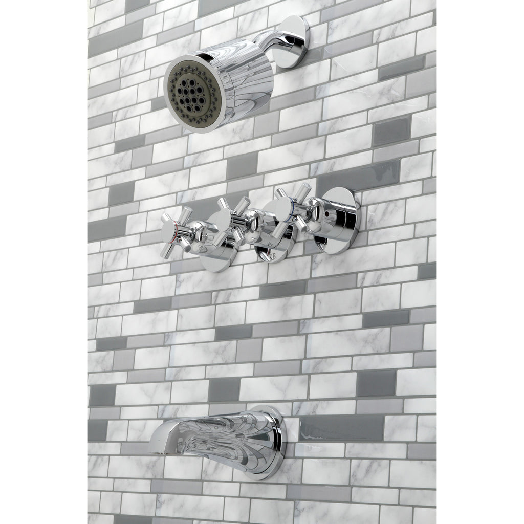 Concord Three-Handle 5-Hole Wall Mount Tub and Shower Faucet