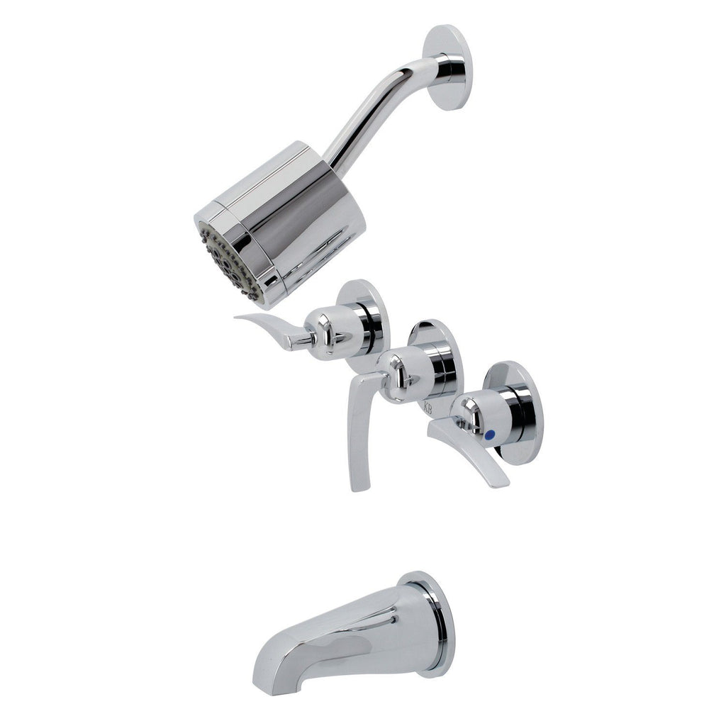 Centurion Three-Handle 5-Hole Wall Mount Tub and Shower Faucet