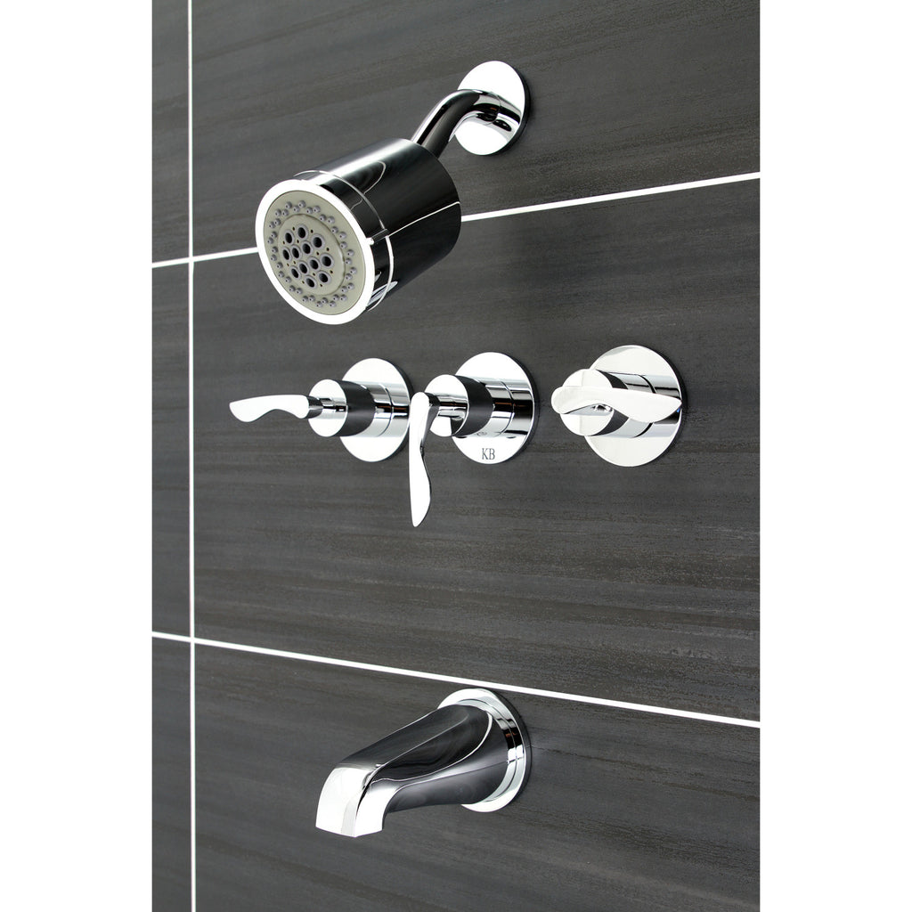 Serena Three-Handle 5-Hole Wall Mount Tub and Shower Faucet