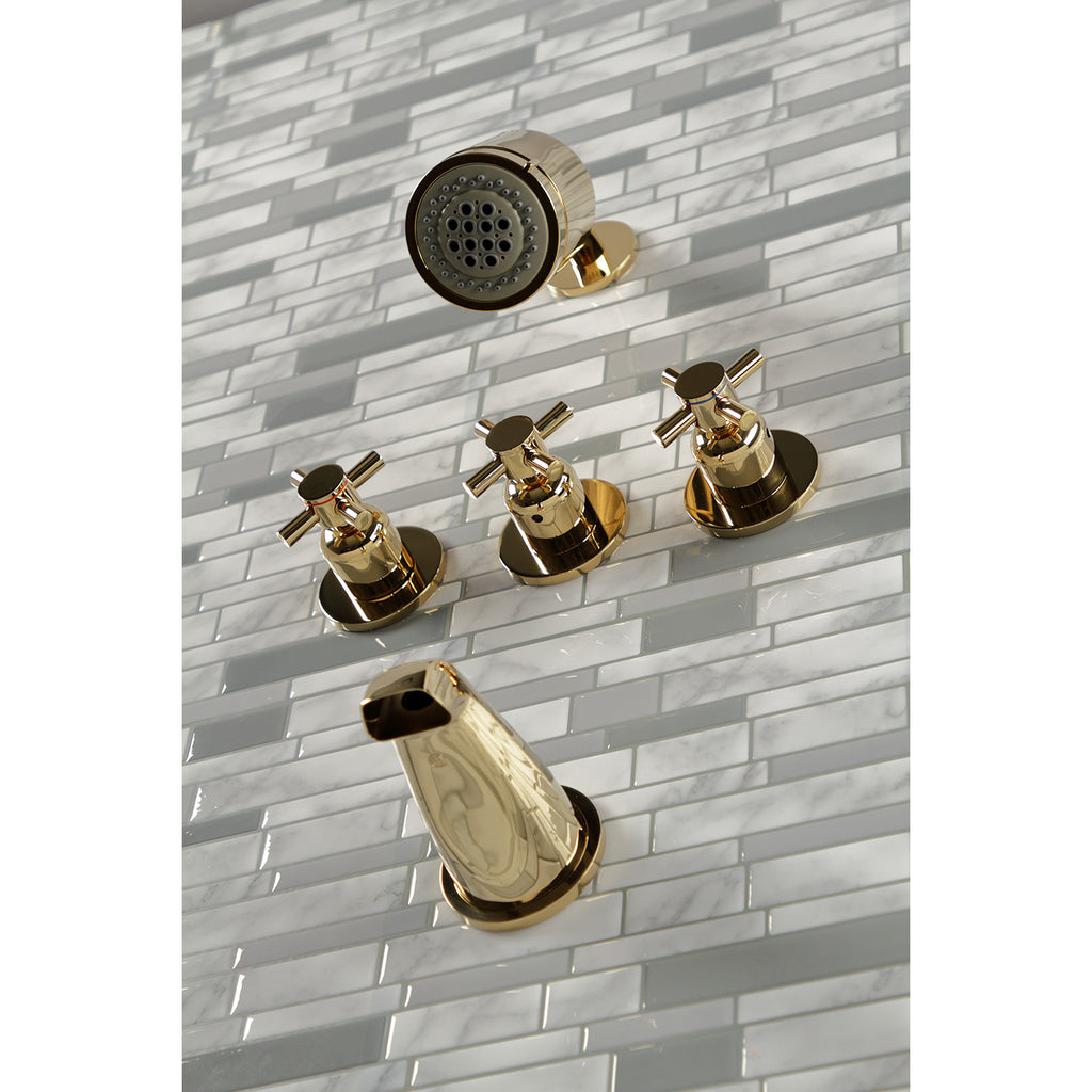 Concord Three-Handle 5-Hole Wall Mount Tub and Shower Faucet