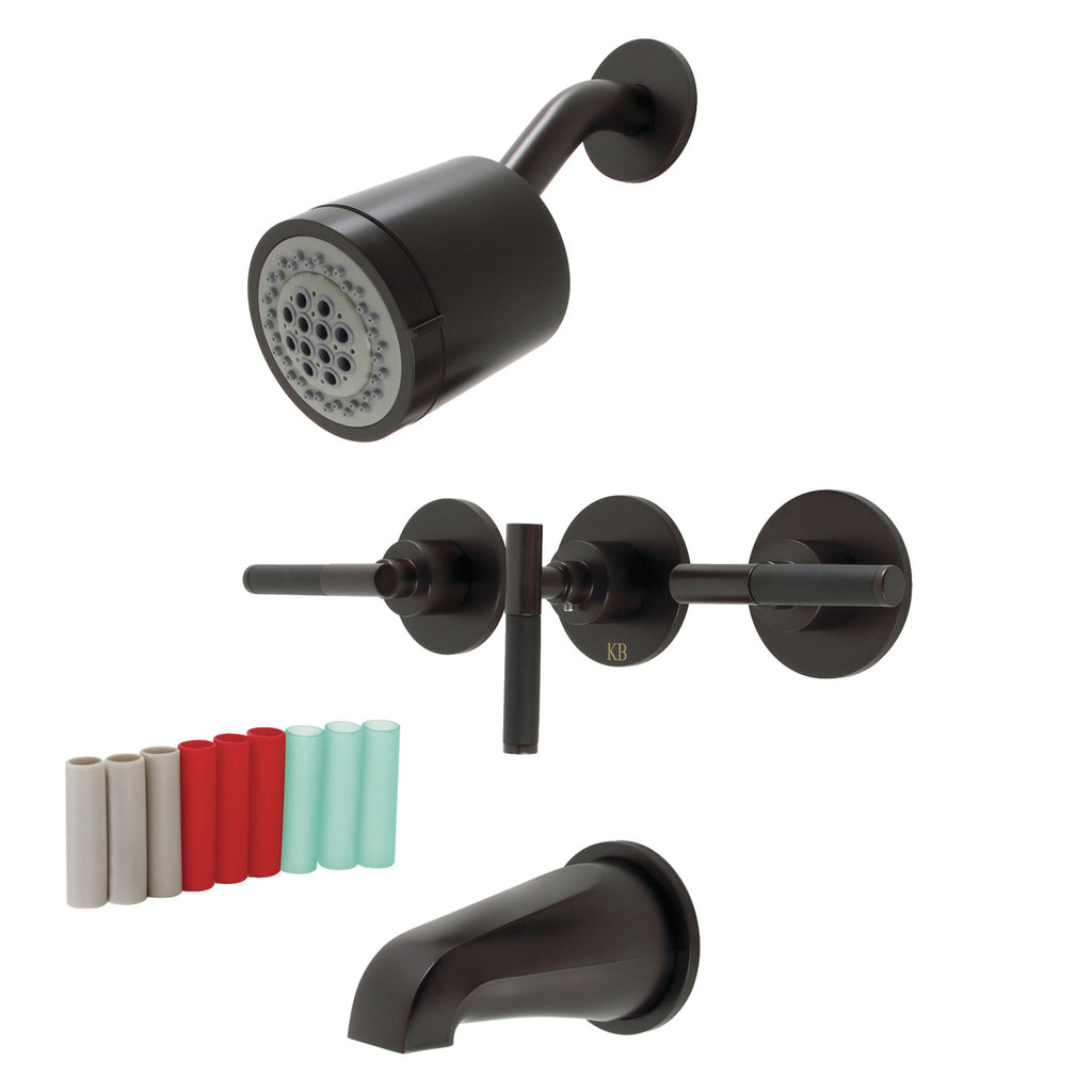 Kaiser Three-Handle 5-Hole Wall Mount Tub and Shower Faucet