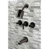 NuvoFusion Three-Handle 5-Hole Wall Mount Tub and Shower Faucet