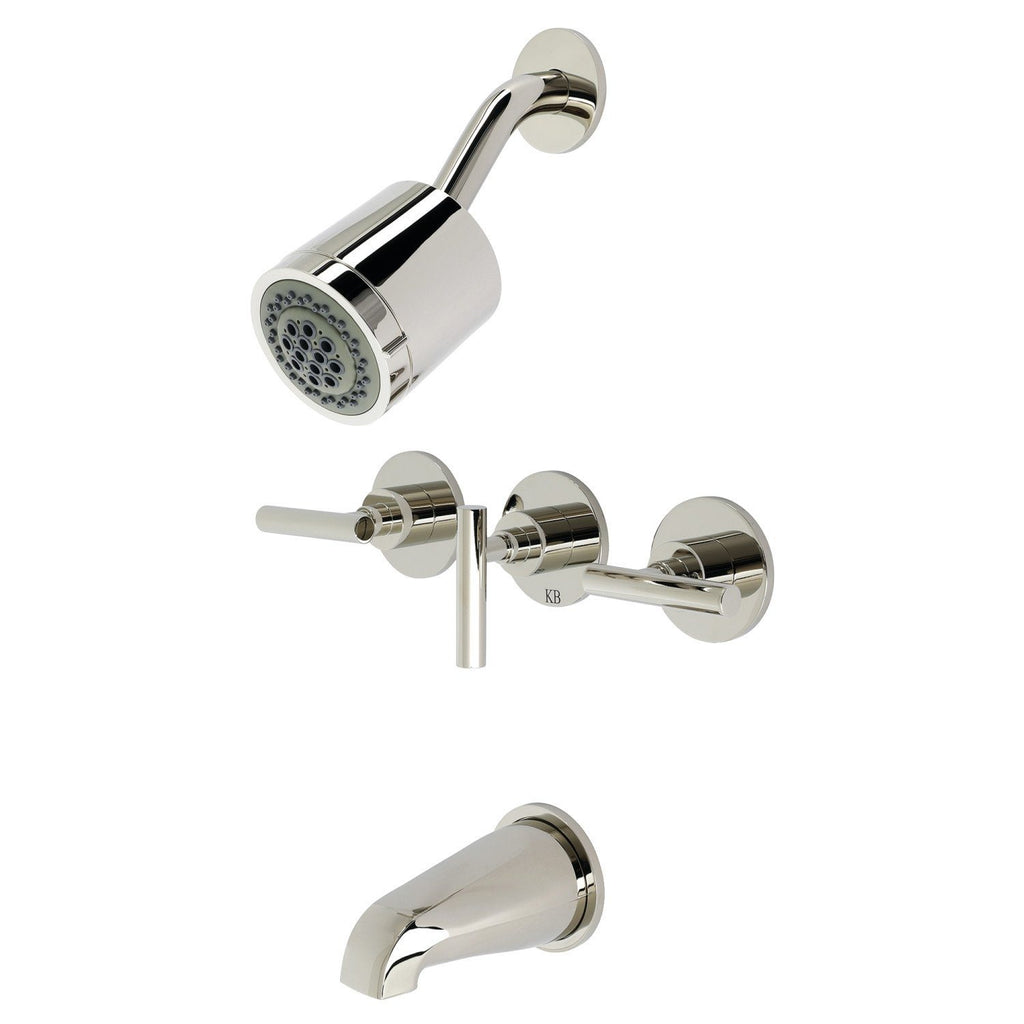 Manhattan Three-Handle 5-Hole Wall Mount Tub and Shower Faucet