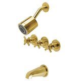 Concord Triple-Handle Tub and Shower Faucet
