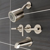 Manhattan Three-Handle 5-Hole Wall Mount Tub and Shower Faucet