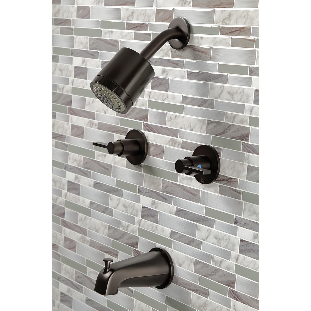 NuvoFusion Two-Handle 4-Hole Wall Mount Tub and Shower Faucet
