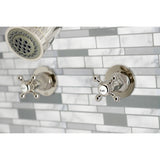 Metropolitan Two-Handle 4-Hole Wall Mount Tub and Shower Faucet