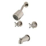 Metropolitan Two-Handle 4-Hole Wall Mount Tub and Shower Faucet