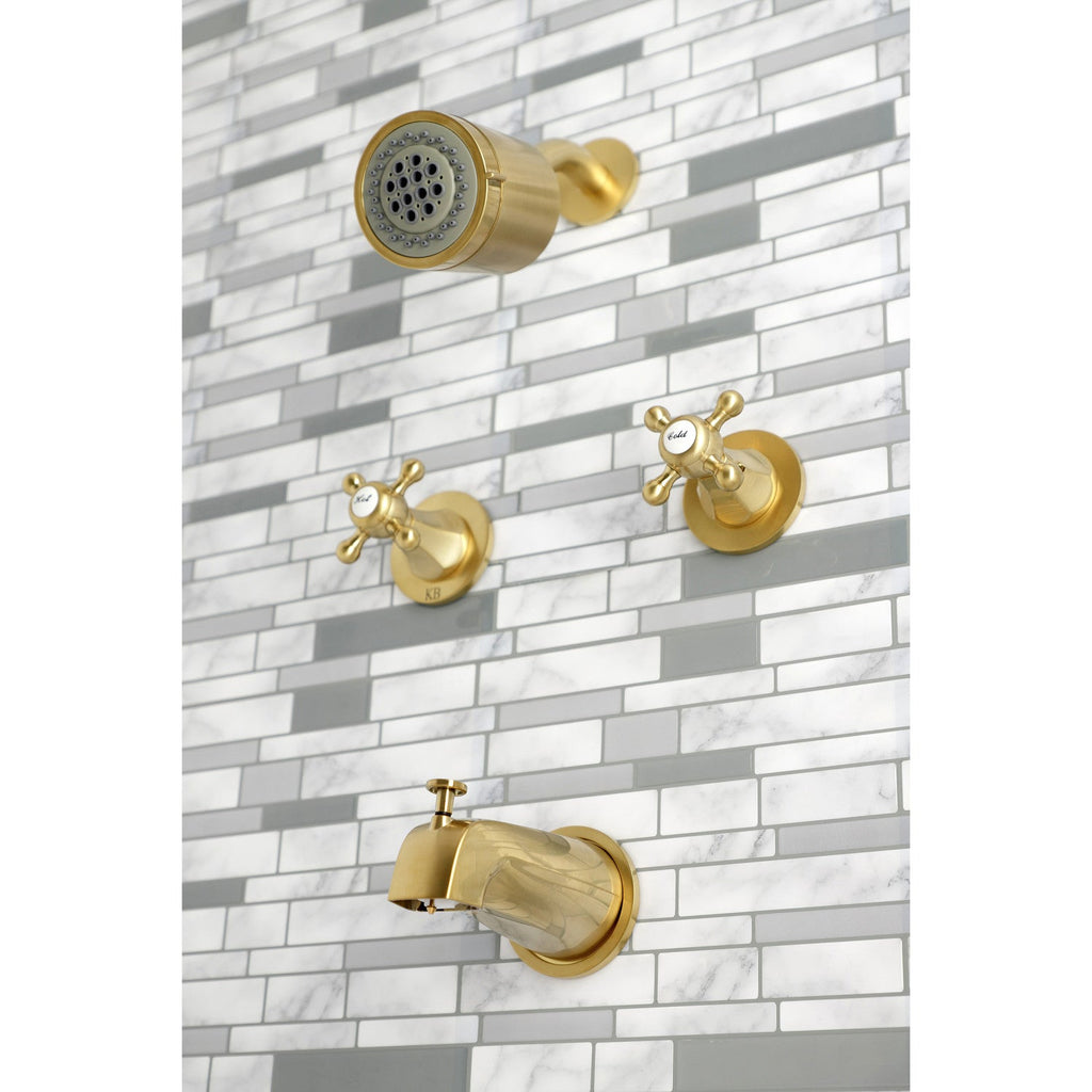 Metropolitan Two-Handle 4-Hole Wall Mount Tub and Shower Faucet
