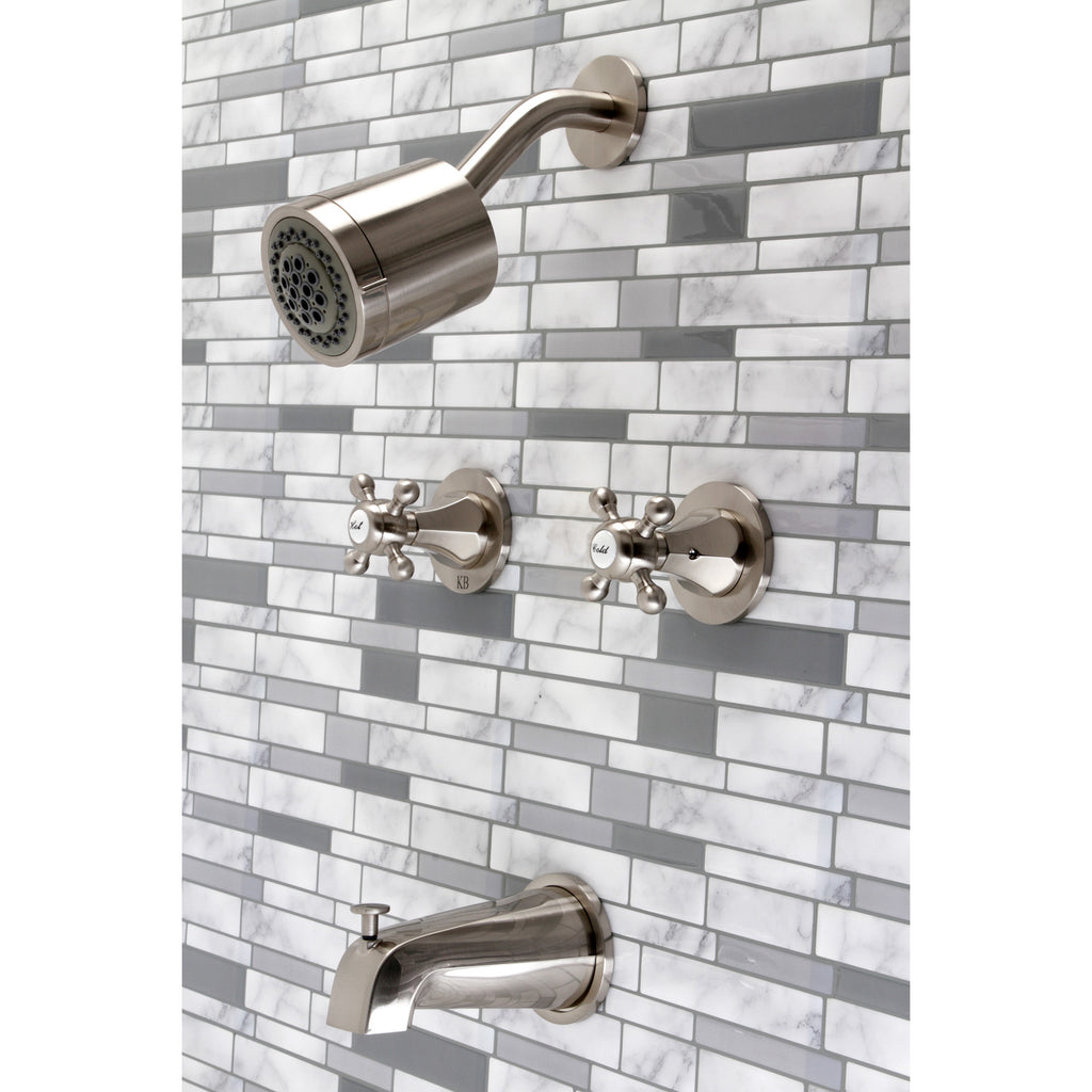 Metropolitan Two-Handle 4-Hole Wall Mount Tub and Shower Faucet