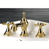 Essex Two-Handle 3-Hole Deck Mount Widespread Bathroom Faucet with Brass Pop-Up Drain
