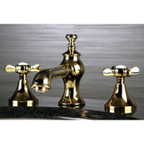 Essex Two-Handle 3-Hole Deck Mount Widespread Bathroom Faucet with Brass Pop-Up Drain