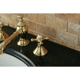 English Country Two-Handle 3-Hole Deck Mount Widespread Bathroom Faucet with Brass Pop-Up