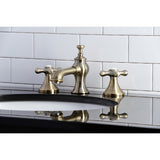 Vintage Two-Handle 3-Hole Deck Mount Widespread Bathroom Faucet with Brass Pop-Up