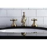 Vintage Two-Handle 3-Hole Deck Mount Widespread Bathroom Faucet with Brass Pop-Up