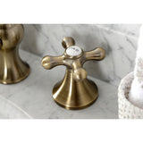 Vintage Two-Handle 3-Hole Deck Mount Widespread Bathroom Faucet with Brass Pop-Up