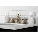 Vintage Two-Handle 3-Hole Deck Mount Widespread Bathroom Faucet with Brass Pop-Up