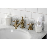 Vintage Two-Handle 3-Hole Deck Mount Widespread Bathroom Faucet with Brass Pop-Up