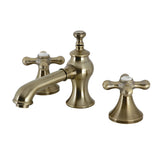 Vintage Two-Handle 3-Hole Deck Mount Widespread Bathroom Faucet with Brass Pop-Up