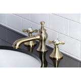 Essex Two-Handle 3-Hole Deck Mount Widespread Bathroom Faucet with Brass Pop-Up Drain