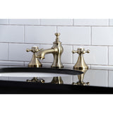 English Country Two-Handle 3-Hole Deck Mount Widespread Bathroom Faucet with Brass Pop-Up