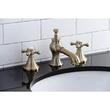 English Country Two-Handle 3-Hole Deck Mount Widespread Bathroom Faucet with Brass Pop-Up