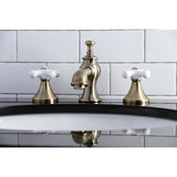 Vintage Two-Handle 3-Hole Deck Mount Widespread Bathroom Faucet with Brass Pop-Up Drain