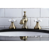 Vintage Two-Handle 3-Hole Deck Mount Widespread Bathroom Faucet with Brass Pop-Up