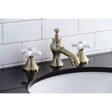 Vintage Two-Handle 3-Hole Deck Mount Widespread Bathroom Faucet with Brass Pop-Up Drain