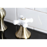 Vintage Two-Handle 3-Hole Deck Mount Widespread Bathroom Faucet with Brass Pop-Up Drain