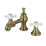 Vintage Two-Handle 3-Hole Deck Mount Widespread Bathroom Faucet with Brass Pop-Up Drain