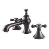 Vintage Two-Handle 3-Hole Deck Mount Widespread Bathroom Faucet with Brass Pop-Up