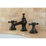 English Country Two-Handle 3-Hole Deck Mount Widespread Bathroom Faucet with Brass Pop-Up