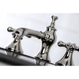 Vintage Two-Handle 3-Hole Deck Mount Widespread Bathroom Faucet with Brass Pop-Up