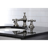 Vintage Two-Handle 3-Hole Deck Mount Widespread Bathroom Faucet with Brass Pop-Up