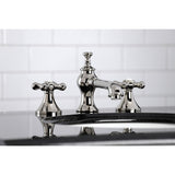 Vintage Two-Handle 3-Hole Deck Mount Widespread Bathroom Faucet with Brass Pop-Up