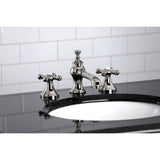 Vintage Two-Handle 3-Hole Deck Mount Widespread Bathroom Faucet with Brass Pop-Up