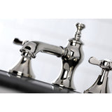 Essex Two-Handle 3-Hole Deck Mount Widespread Bathroom Faucet with Brass Pop-Up Drain