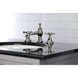Essex Two-Handle 3-Hole Deck Mount Widespread Bathroom Faucet with Brass Pop-Up Drain