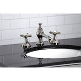 Essex Two-Handle 3-Hole Deck Mount Widespread Bathroom Faucet with Brass Pop-Up Drain