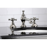 English Country Two-Handle 3-Hole Deck Mount Widespread Bathroom Faucet with Brass Pop-Up