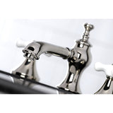 Vintage Two-Handle 3-Hole Deck Mount Widespread Bathroom Faucet with Brass Pop-Up Drain